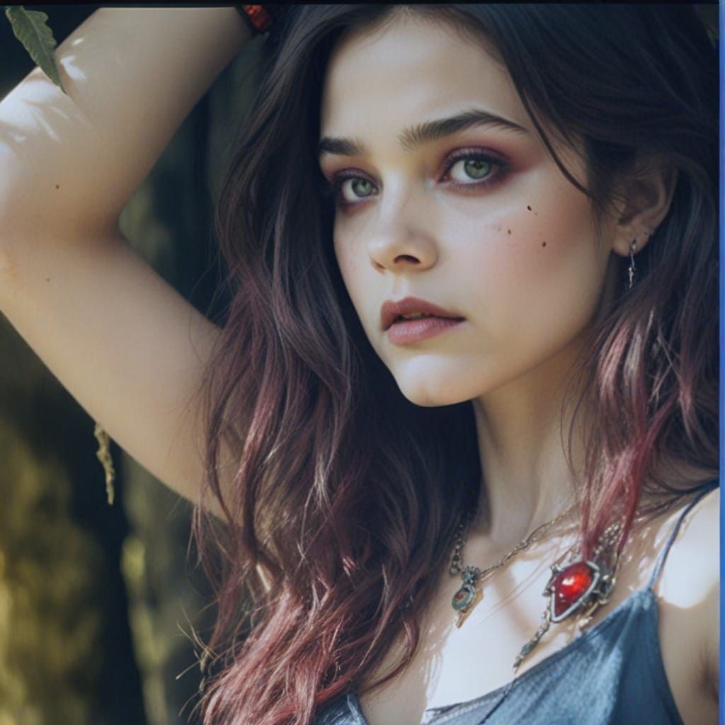 Mystical Superheroine with Soulstone Amulet in Comic Style