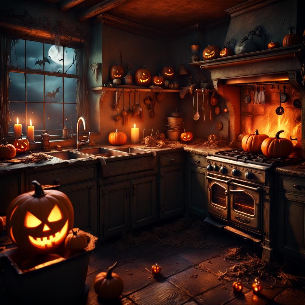 Spooky Halloween Kitchen with Haunted Toaster