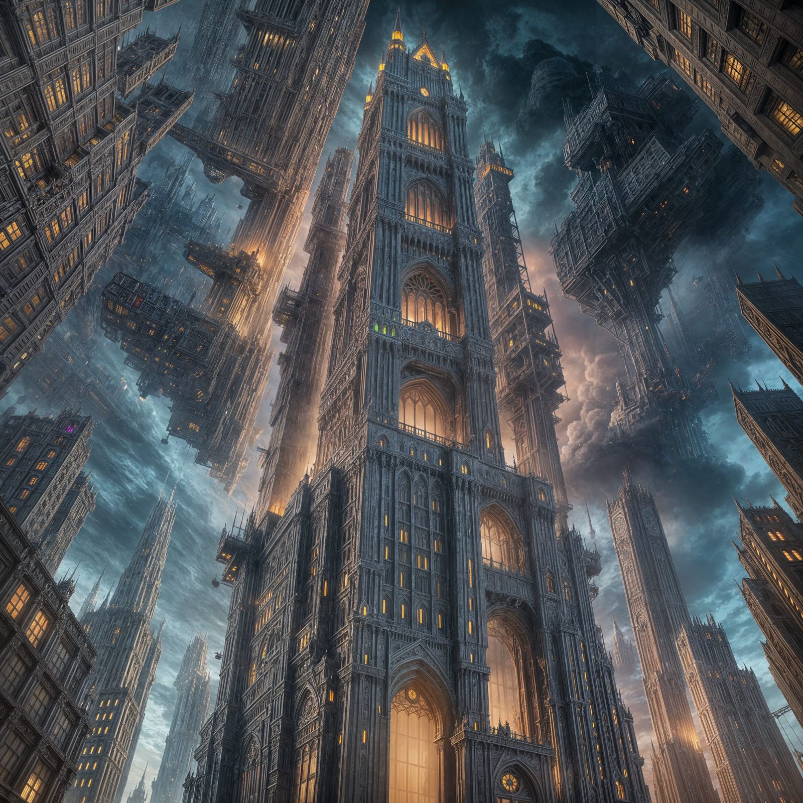 Towering Dystopia: Modern Architecture in Dark Sky