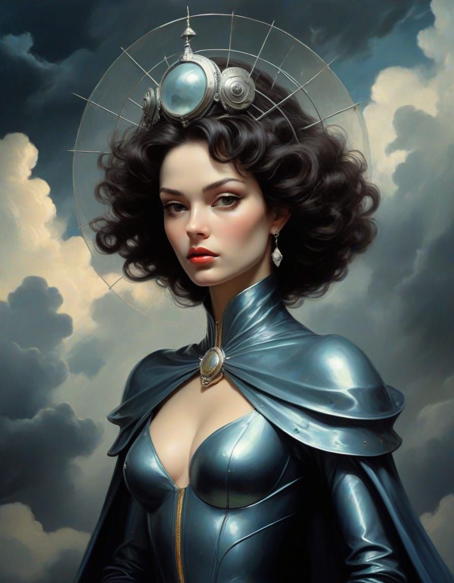 Galactic Empress in Stormy Skies, Inspired by Retro Fantasy ...