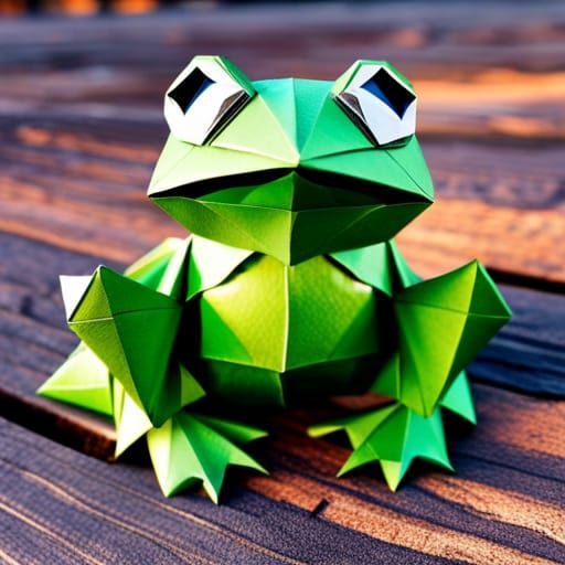 Origami Frog Graffiti Art in Polychromatic Colors