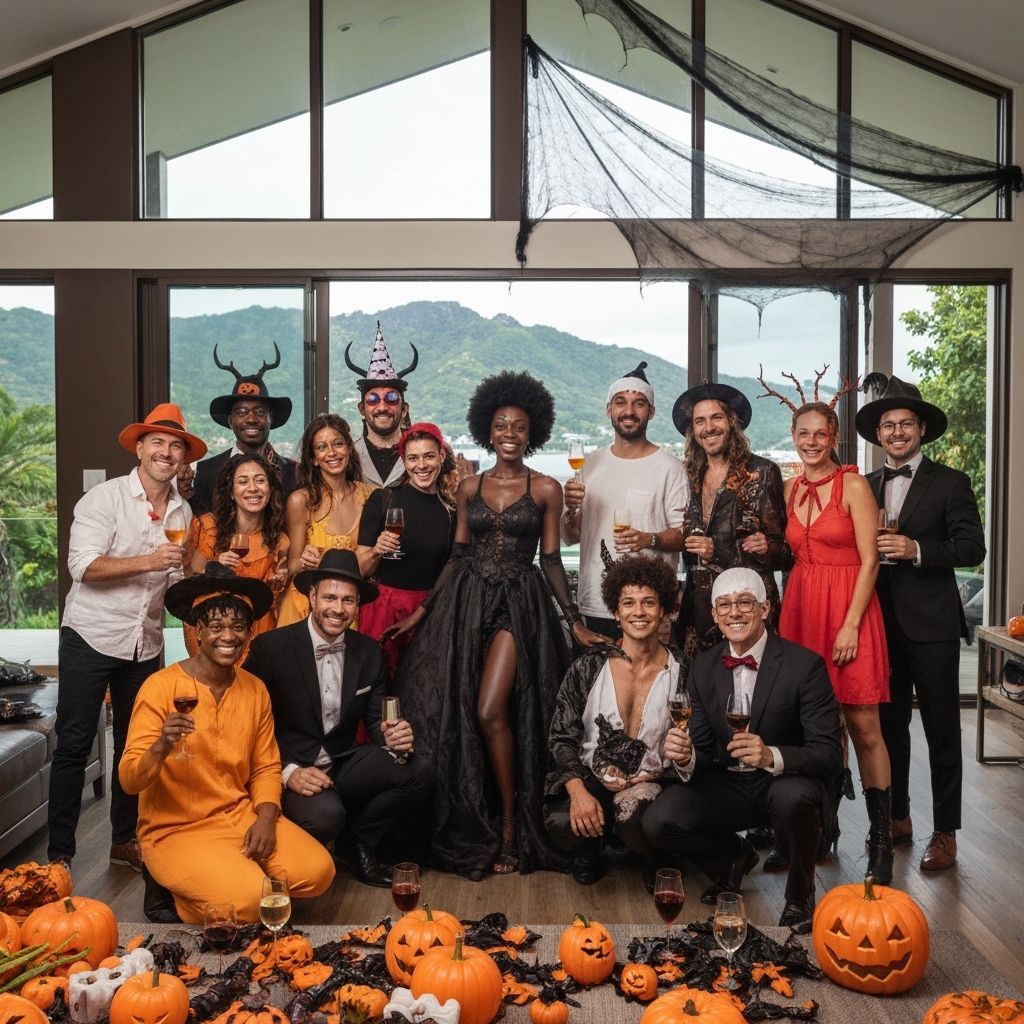 Halloween Party in Seychelles with Diverse Guests
