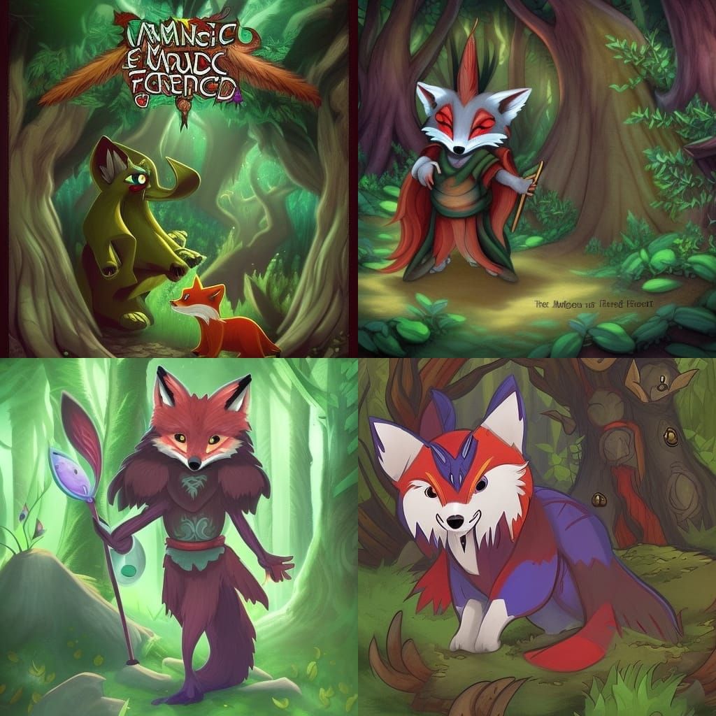 Gnome and Fox Encounter in Enchanted Forest