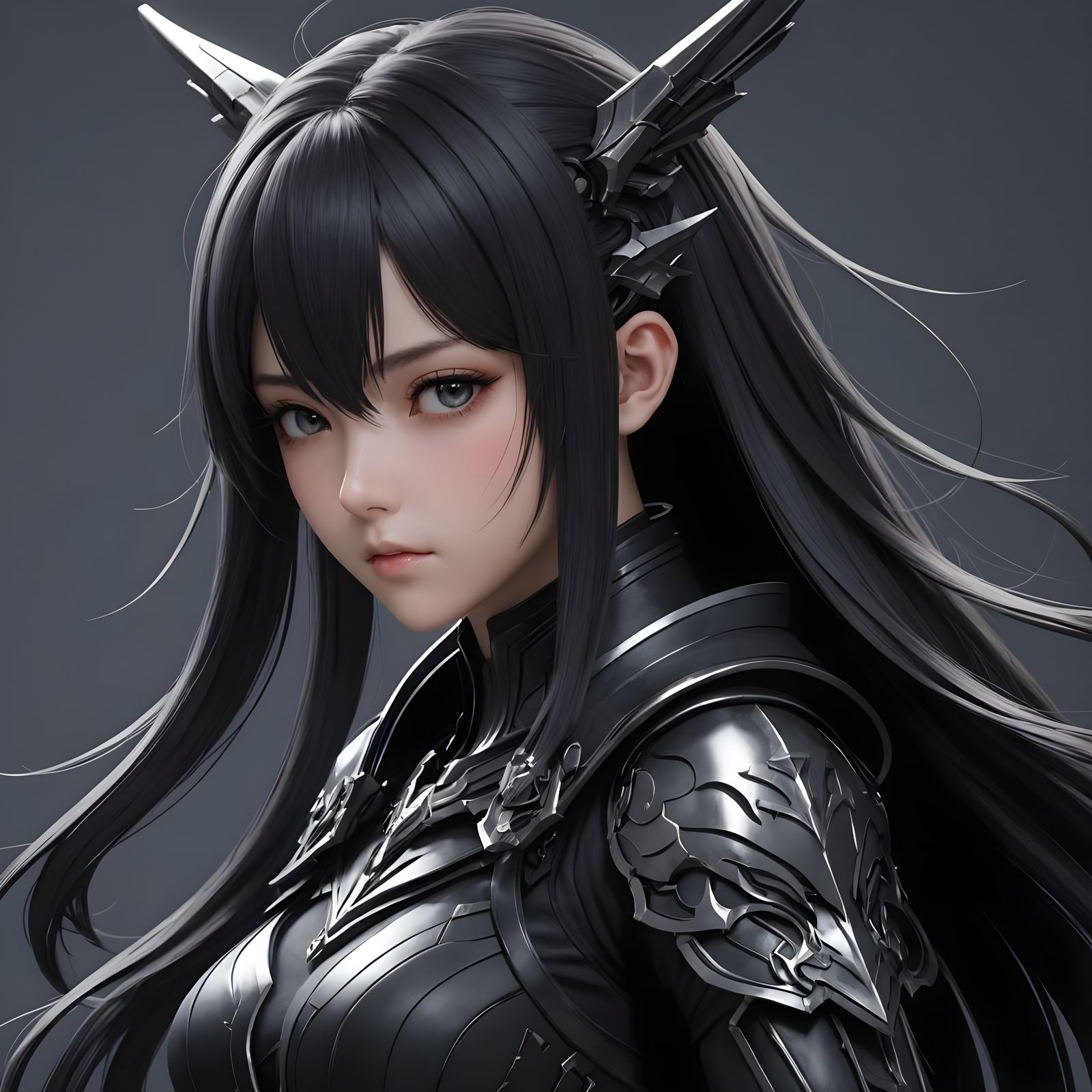 Detailed Black 3D Anime Art in 8k Resolution