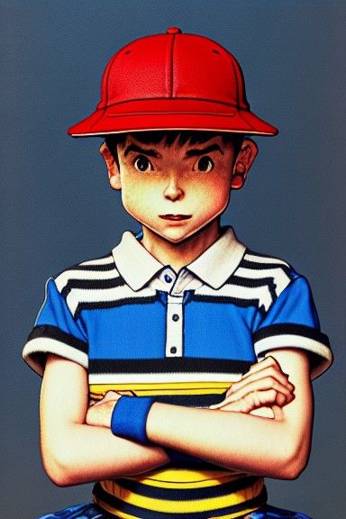 Ness from Earthbound in Rockwell Style