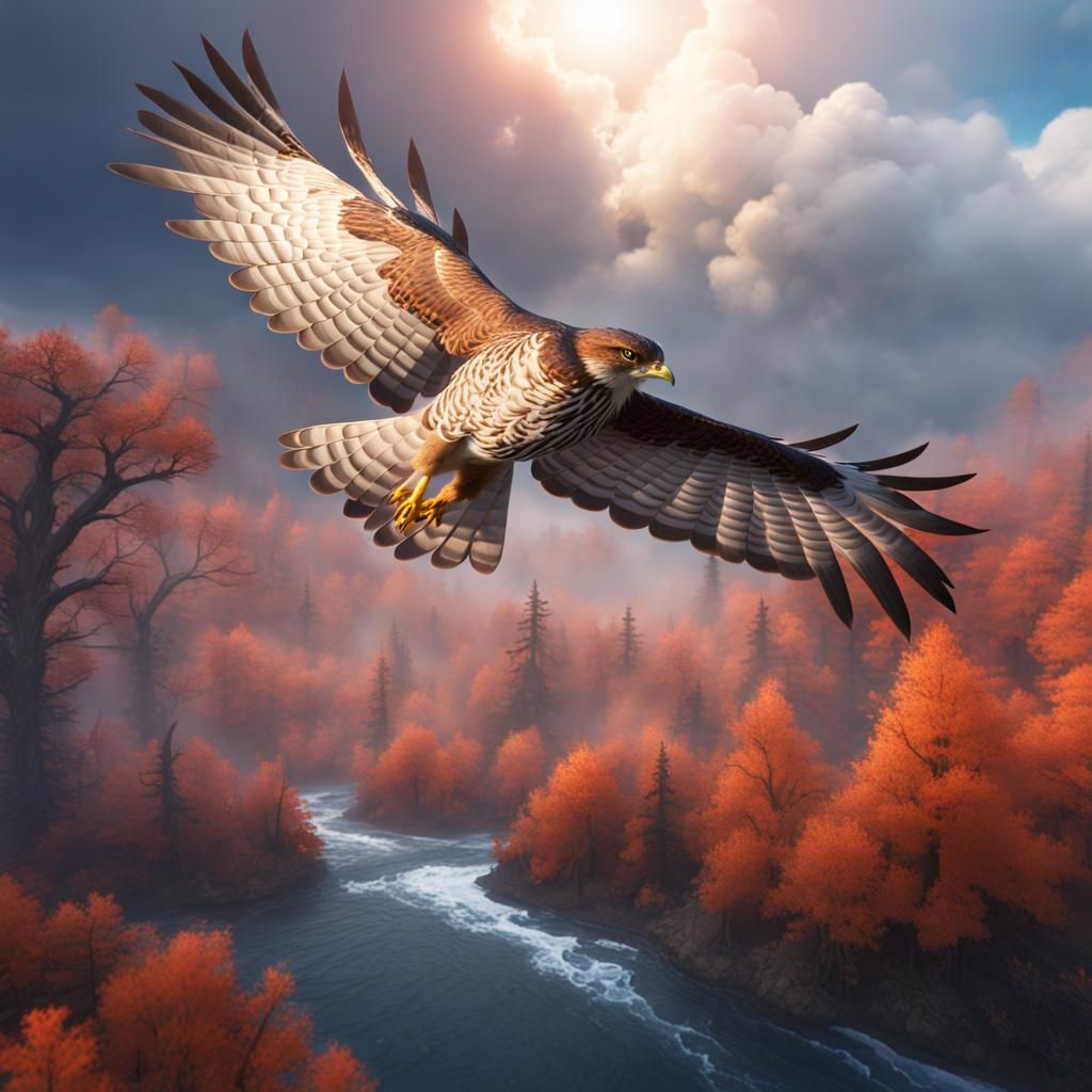 Cooper's Hawk Soaring in Pacific Northwest Spring