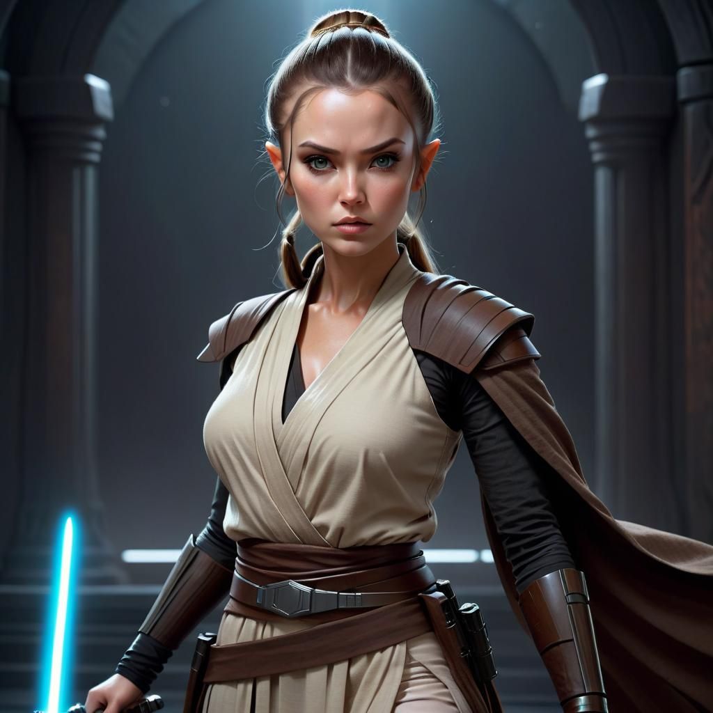 Beautiful Female Jedi Warrior in Dark Fantasy Style