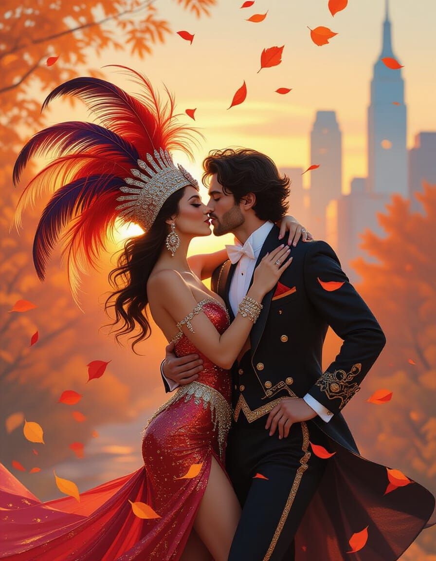 Autumn Cabaret Dance in Ethereal Rothko Style