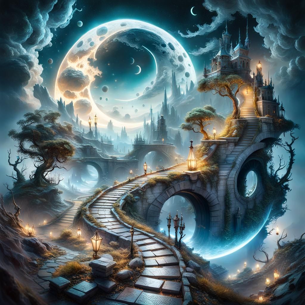 Surreal Sci-Fi World: Path to the Moon