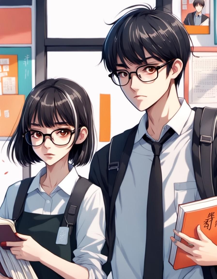 Vibrant Classroom Scene in Manhwa Style