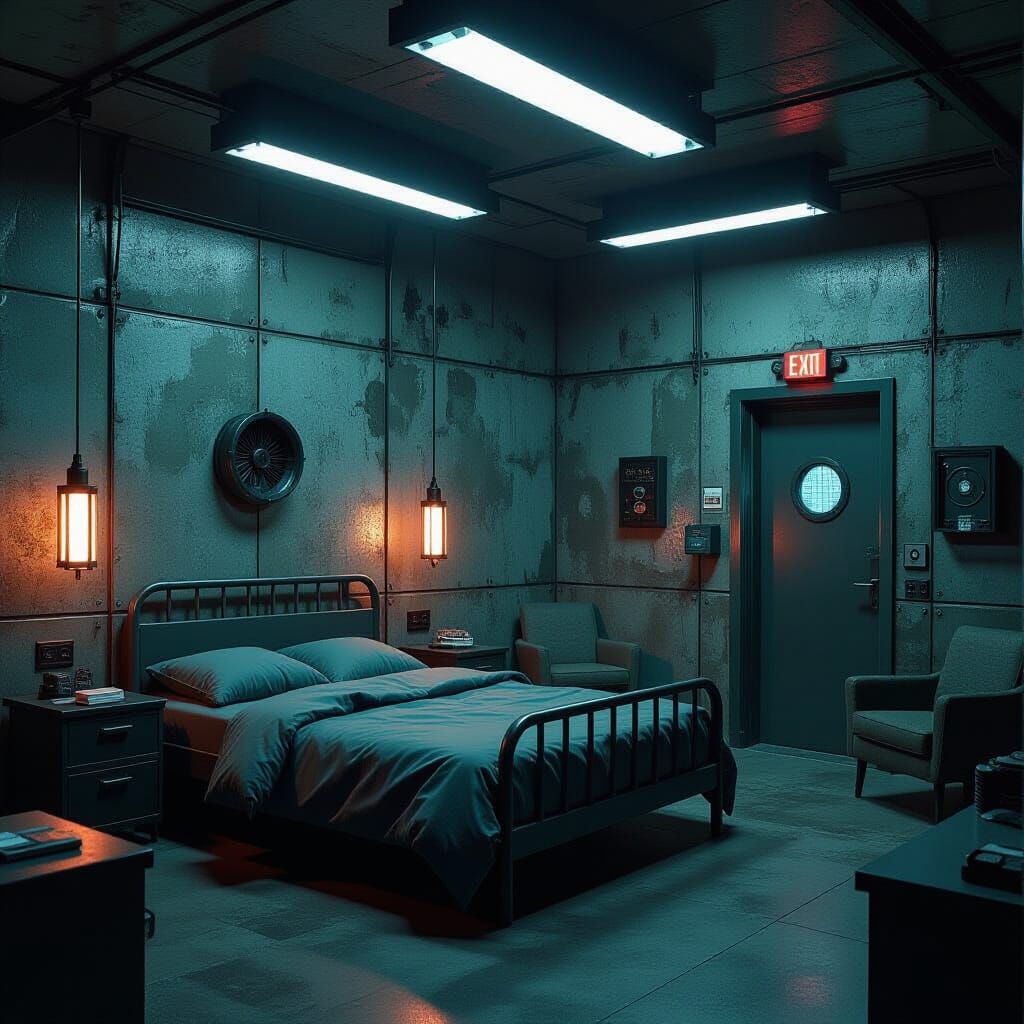 Dystopian Bedroom Inspired by Beksiński and Giger