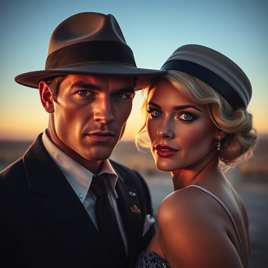 Bonnie and Clyde Portrait in Pin-Up Style