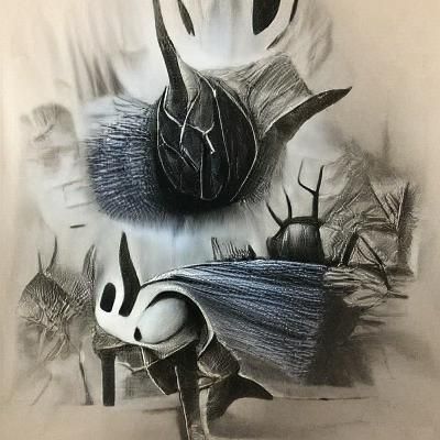 Hyperdetailed Charcoal Drawing of Hollow Knight