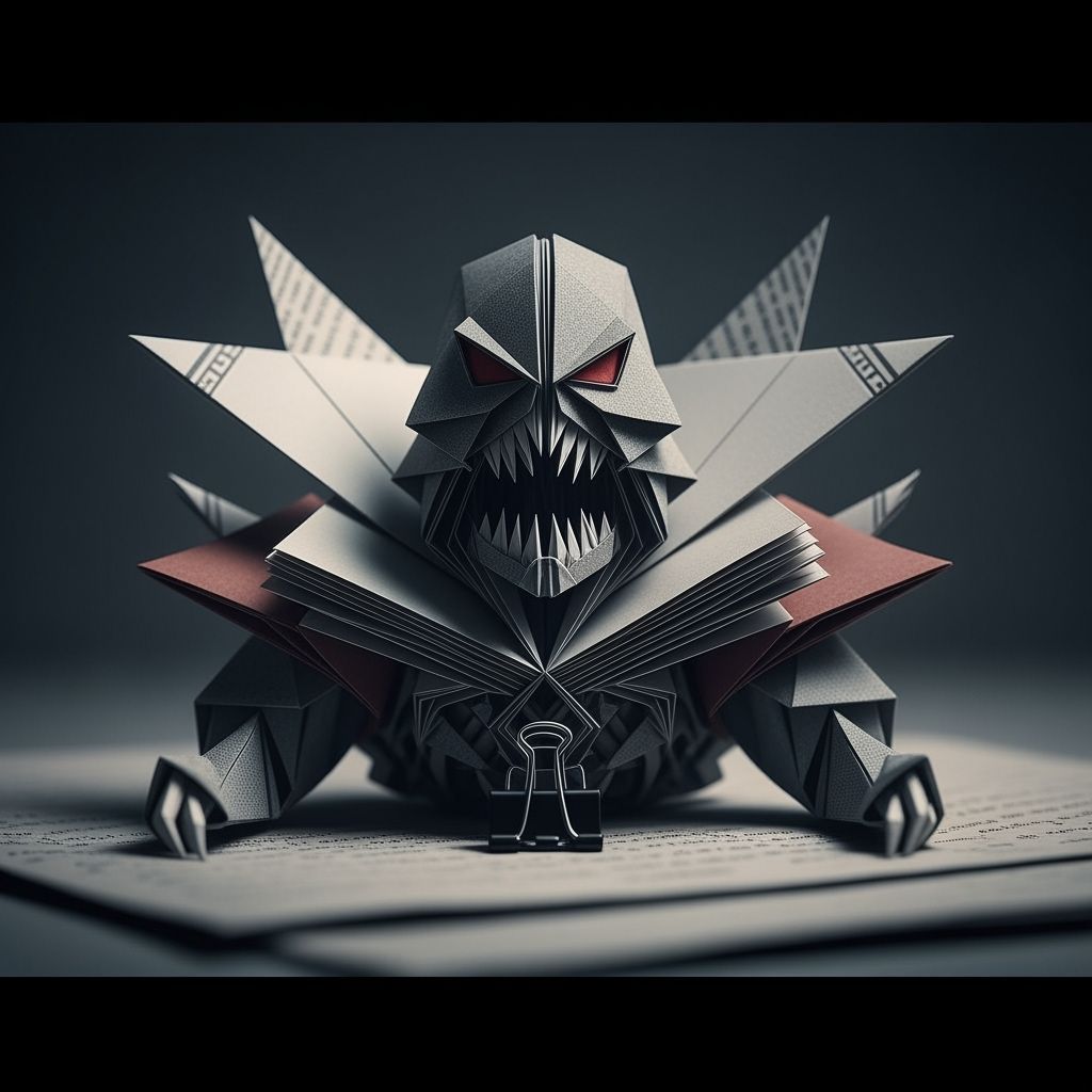 Grimdark Origami Papercraft in Soft Focus