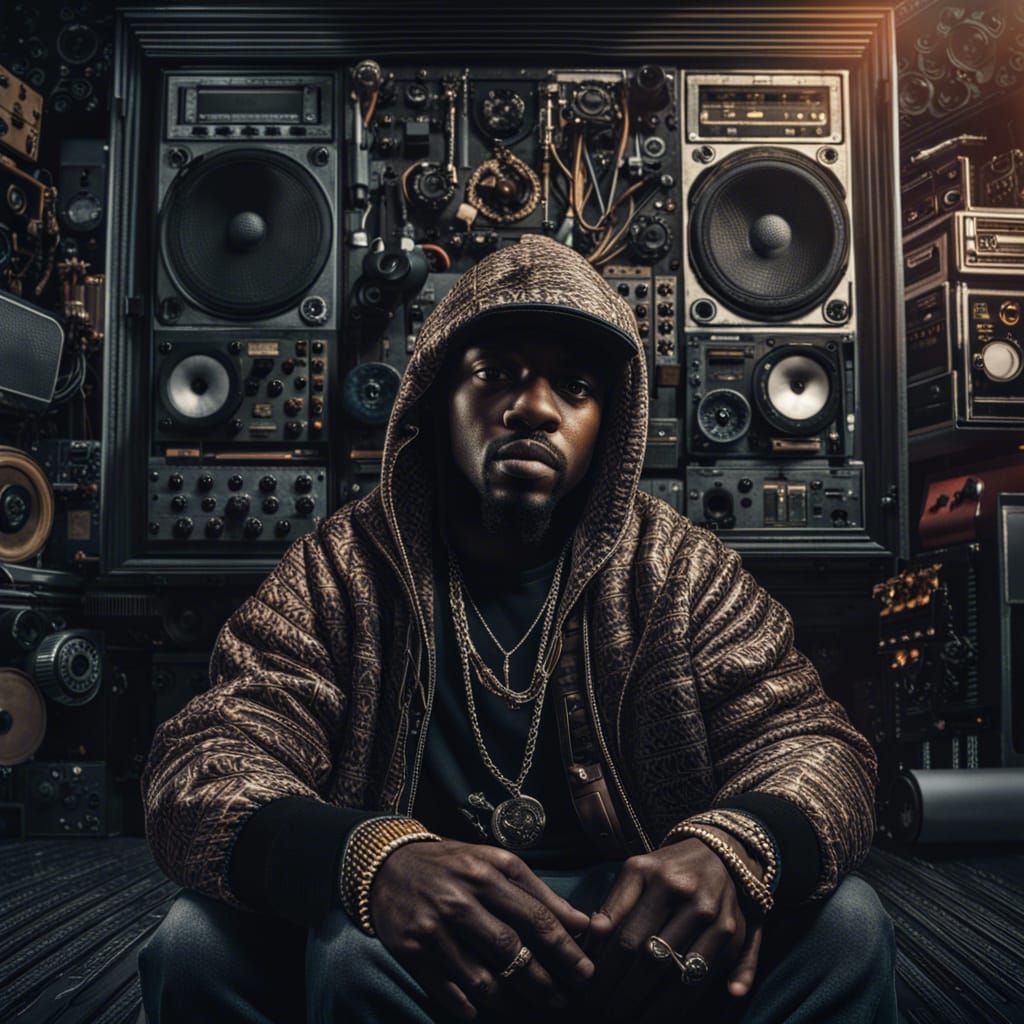 Hyperrealistic Hip Hop Album Cover Art in HDR