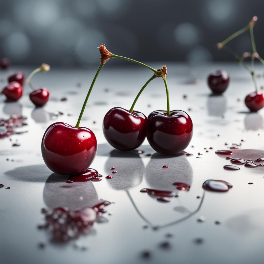 Ultra Realistic Cherry in Hyperrealistic Style