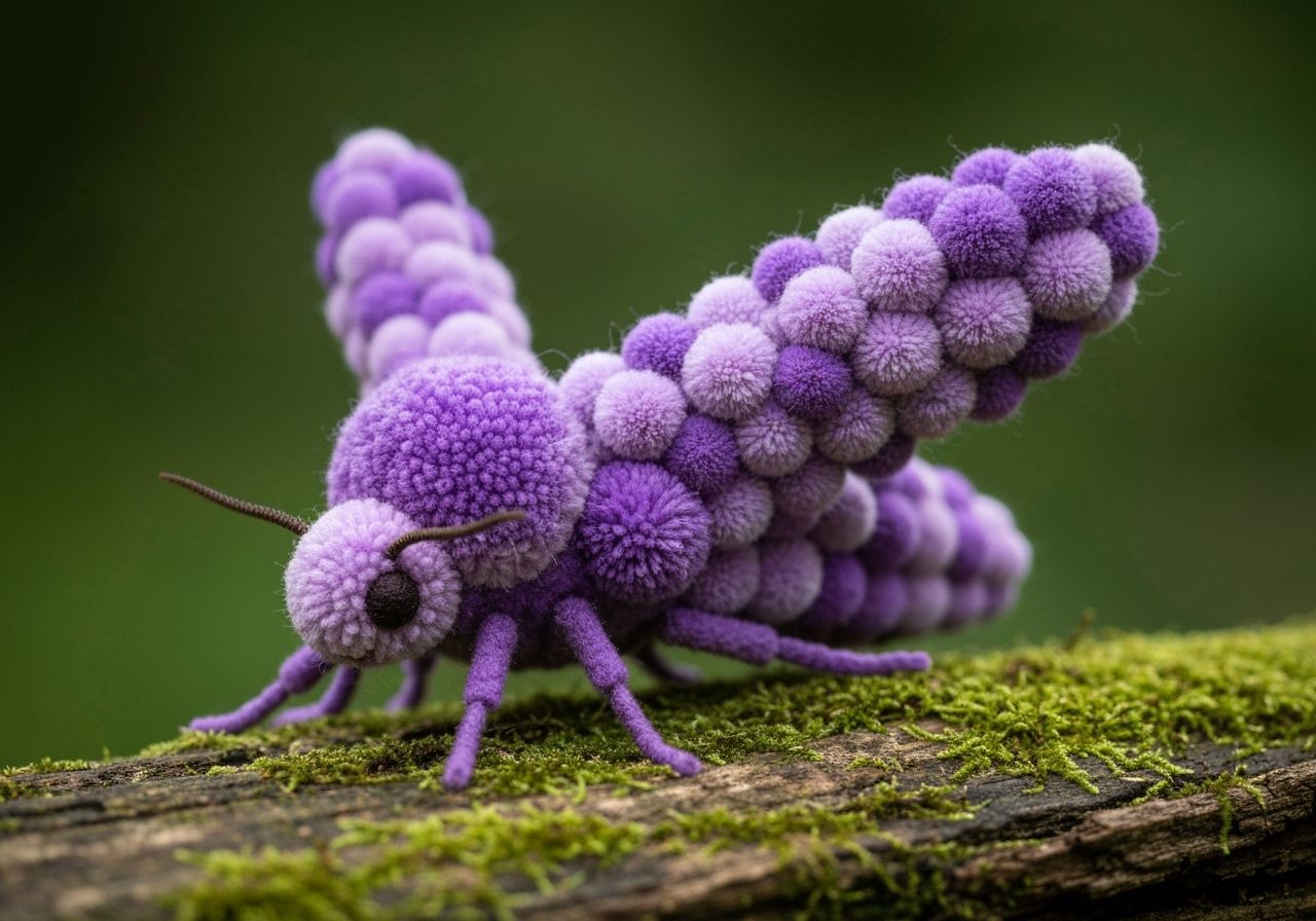 Close-up of Pompom Moth in Fantasy Magical Realism