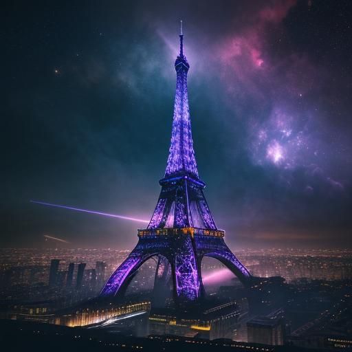 Eiffel Tower Suspended in Nebular Void
