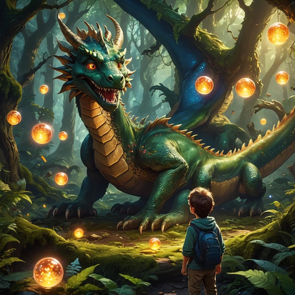 Enchanted Forest: Dragon and Child in Magic Realism