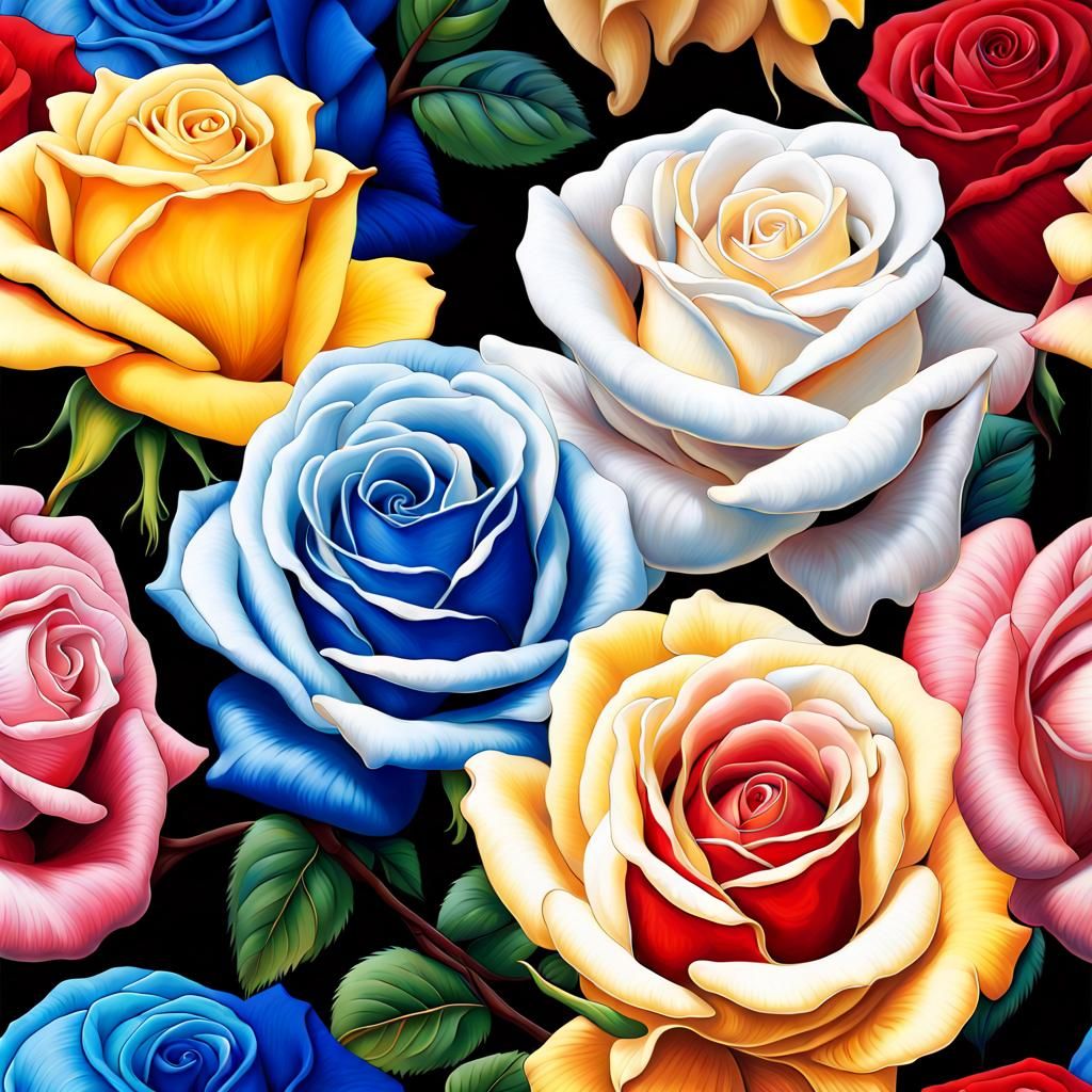 Hyperrealistic Roses in Bloom: Splash Art Concept