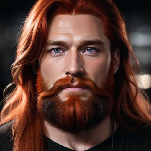Hyperrealistic Portrait of a Ginger Man with Gray Eyes