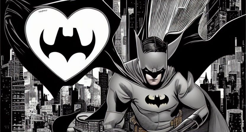 Batman Heart Character in Comic Book Style