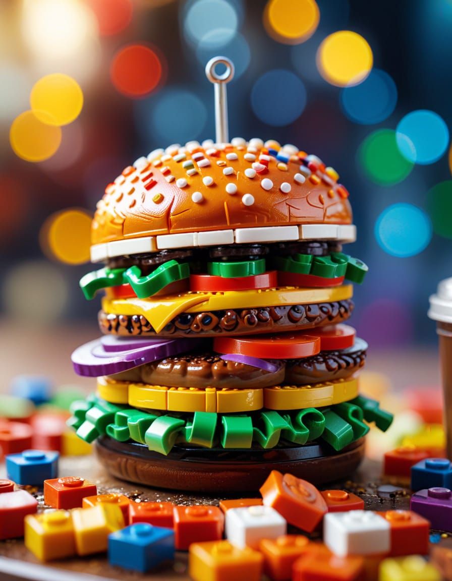 Detailed Lego Hamburger Art: Toy Photography