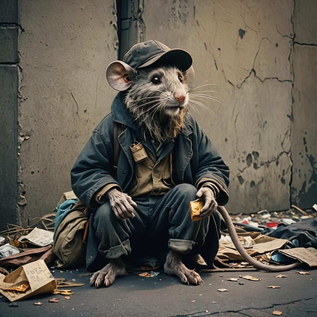 Homeless Jerry Mouse: A Cinematic Film Still