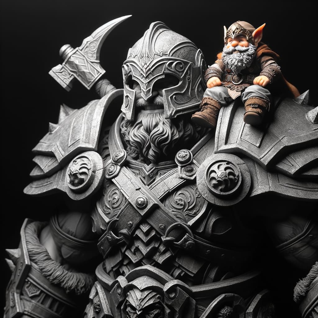 Giant Berserker with Dwarf Companion in Detailed Armor