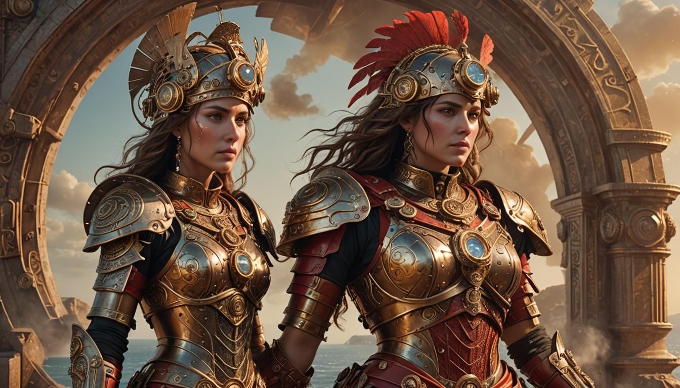 Steampunk Greek Commander in Bronze Tech Armor