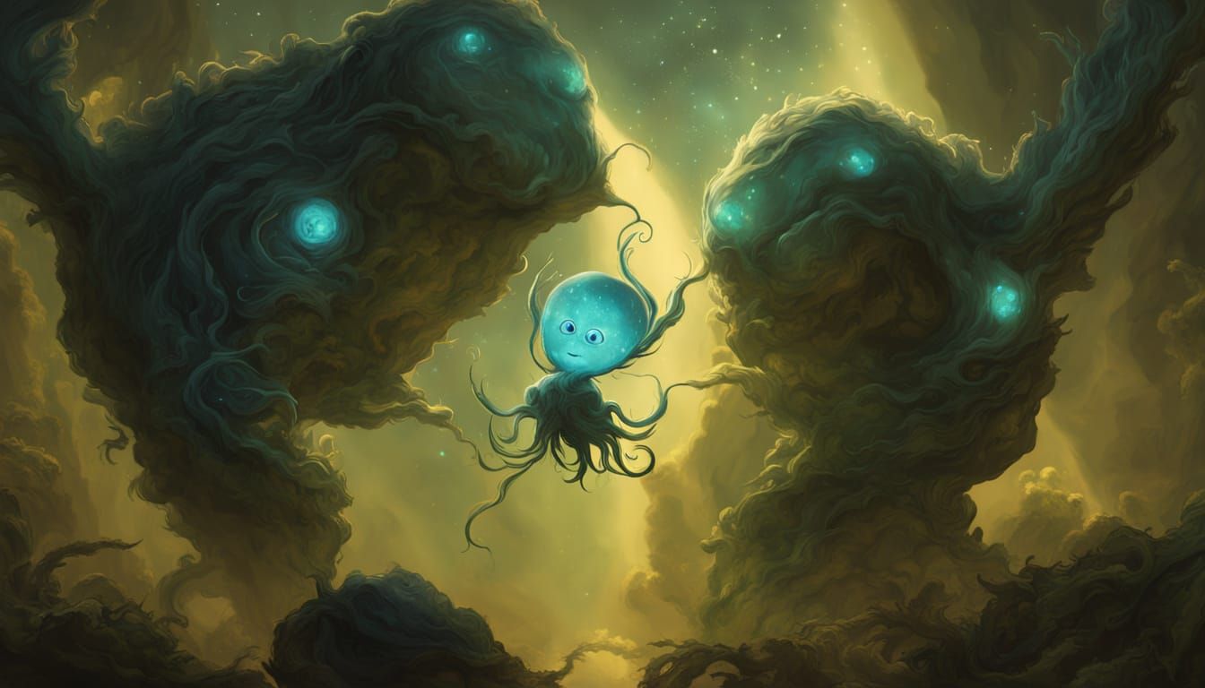 Moebius-Inspired Fluffy Creature in a Dreamscape