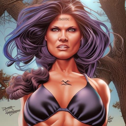 Powerful Female Superhero in Comic Book Art