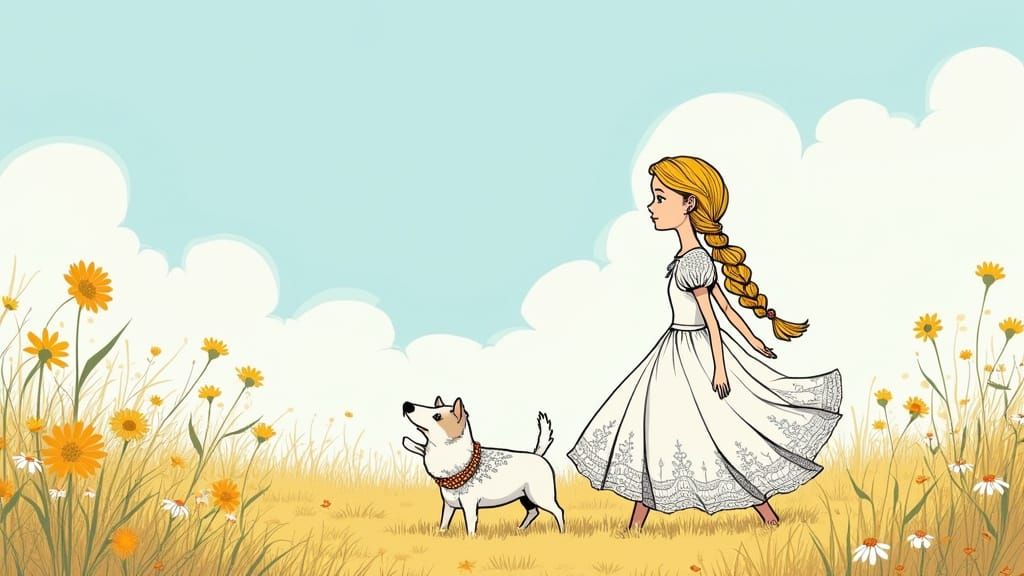 Whimsical Princess in Line Art Wonderland