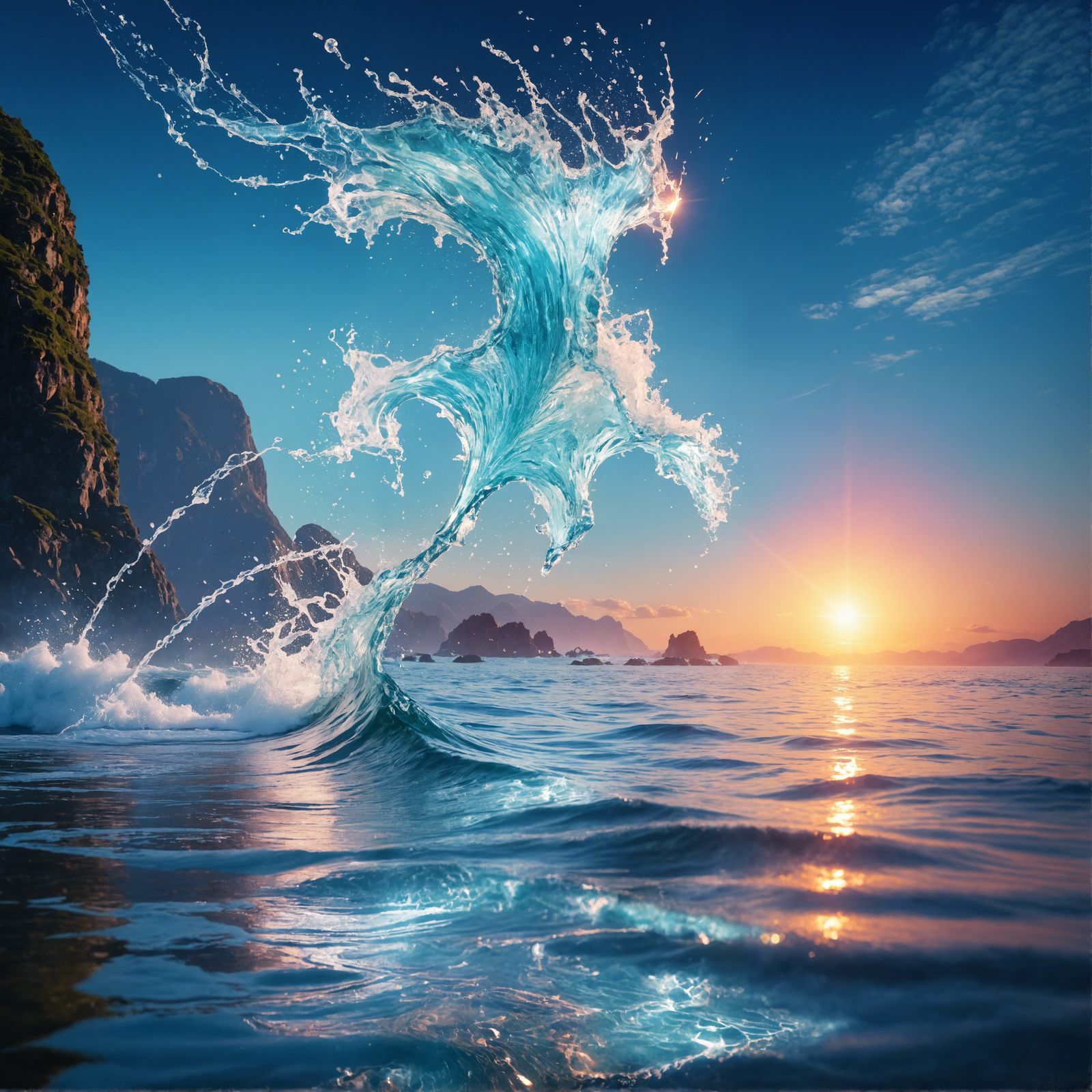 Ethereal Being Ophenim Levitating Over Ocean