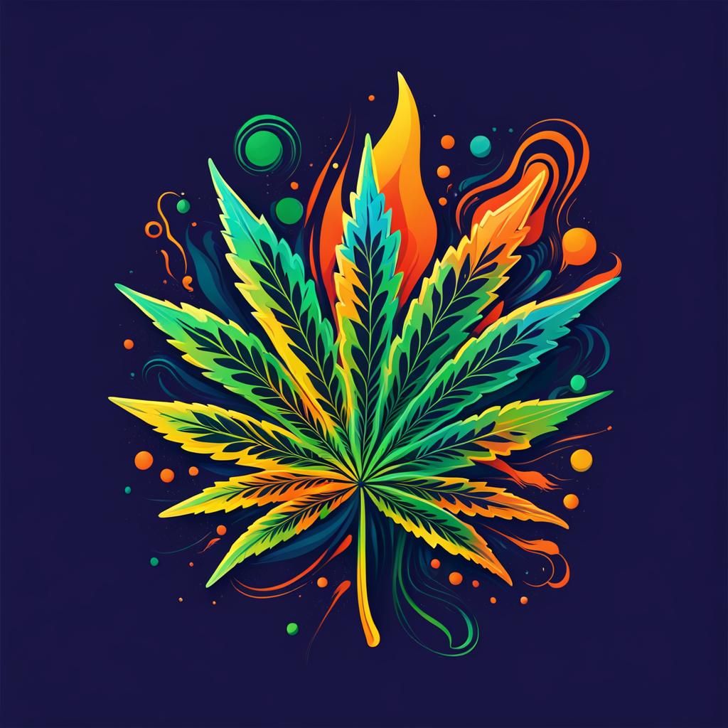Cannabis Smoking Items Logo in Abstract Art