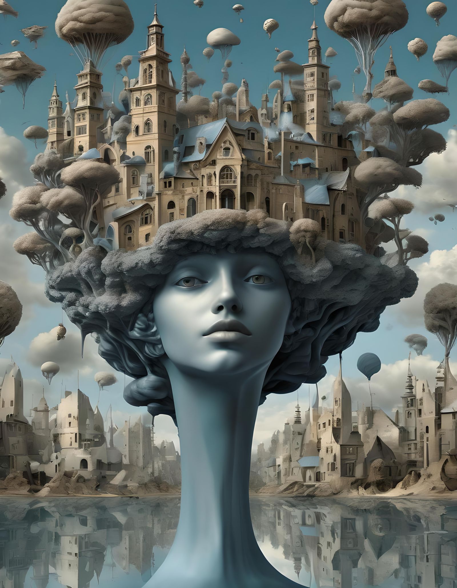 Surreal Landscape, Igor Morski, Hieronymous Bosch, Blue Sky,...