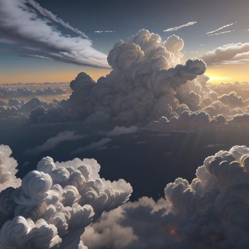 Silver Sky Clouds: 3D Rendered Surreal Wallpaper