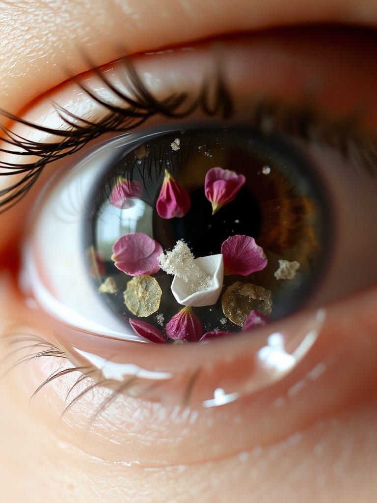 Macro Tear Reflects Miniature Floating World