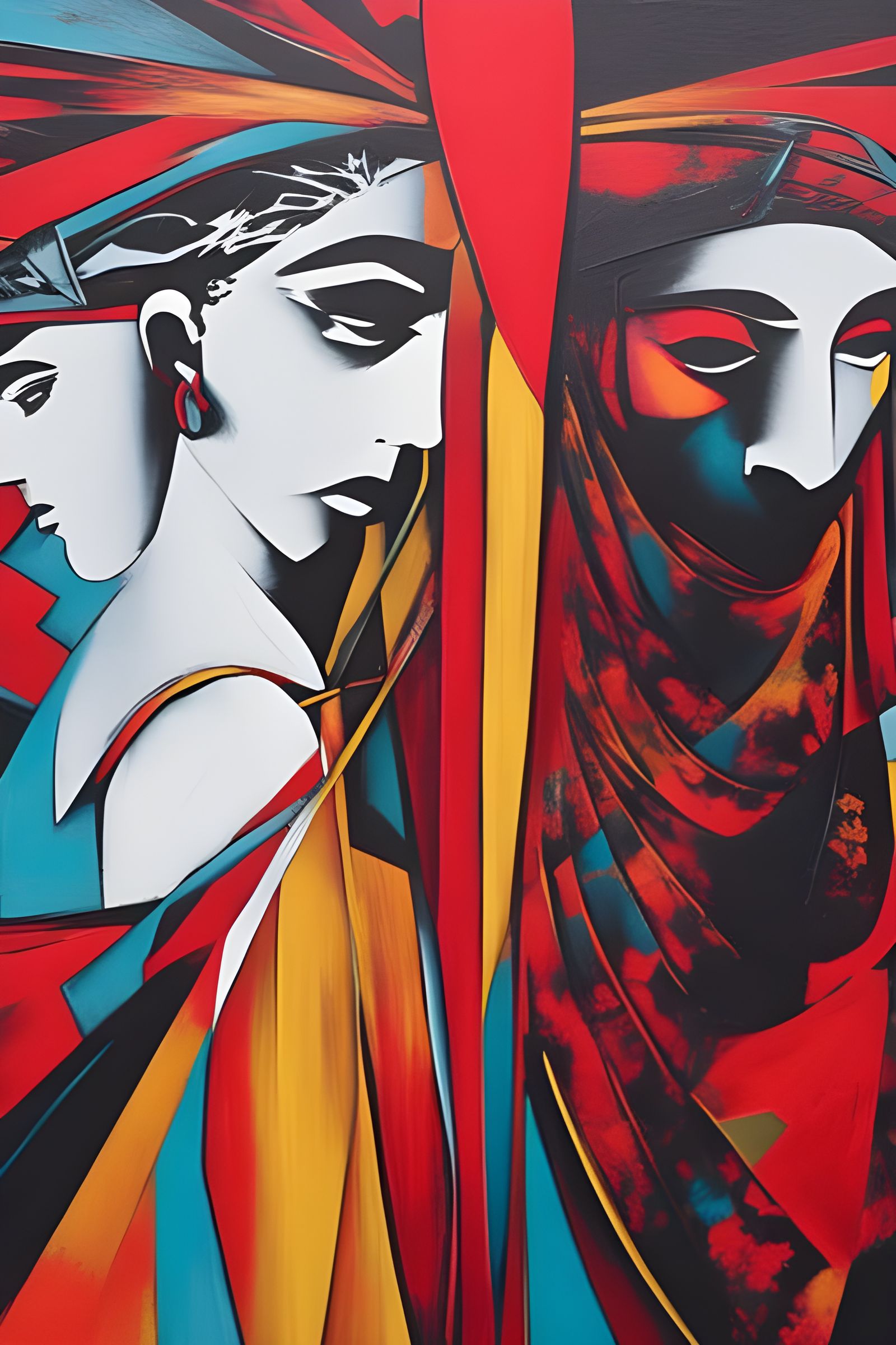 Triptych: Greek Frieze, Star, Pollock Abstraction