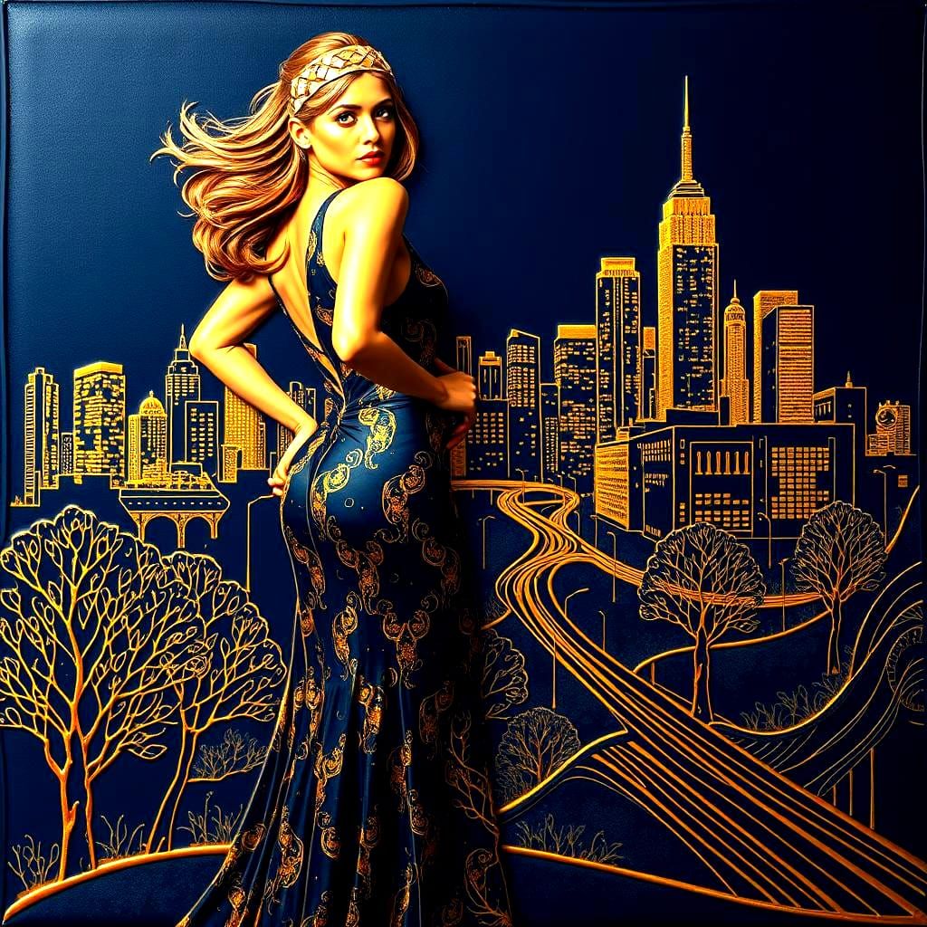 Art Deco Gold Sculpture of a Beautiful Woman