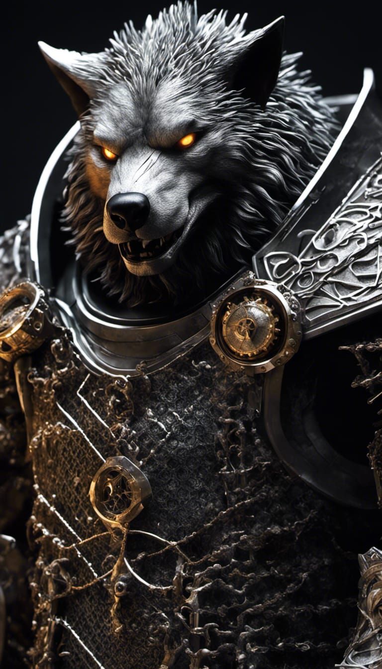 Shadow Knight Dire Wolf in Steampunk Armor