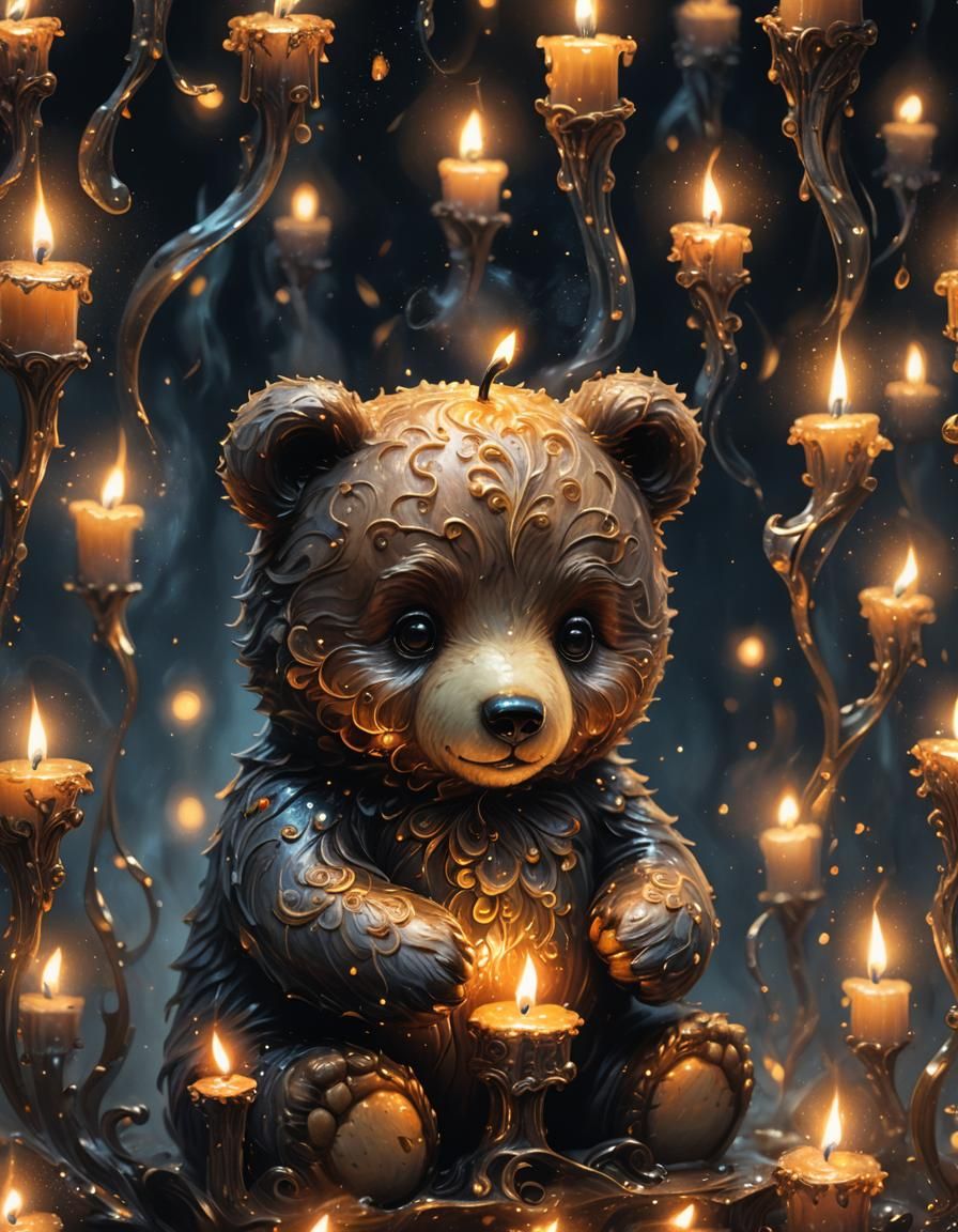 Glowing Candle Bear in the Dark