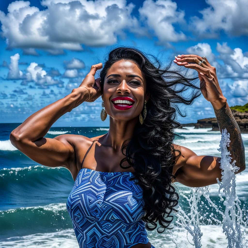 Sensual Taíno Woman on Caribbean Coastline