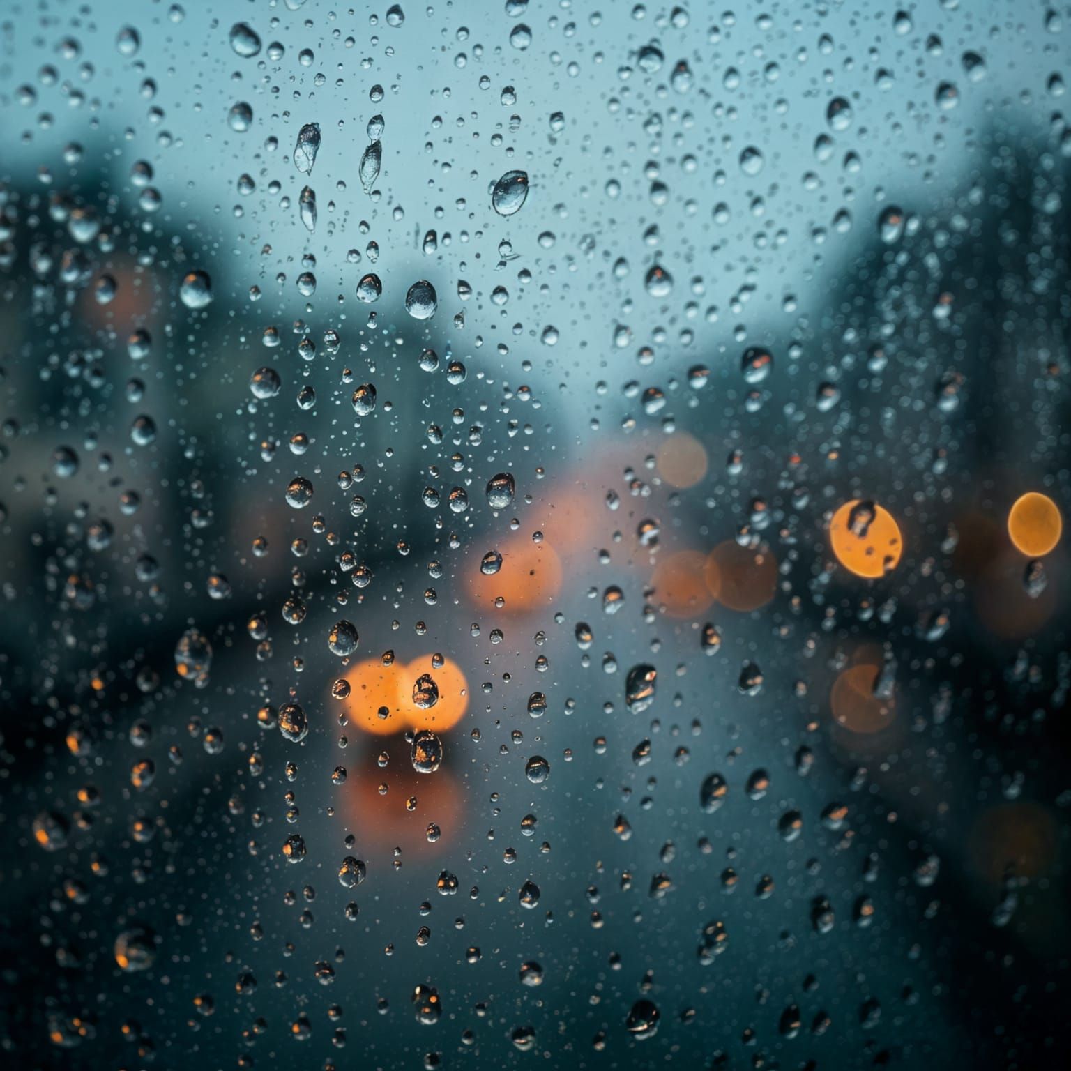 Macro Raindrops on Window: Detailed Close-Up