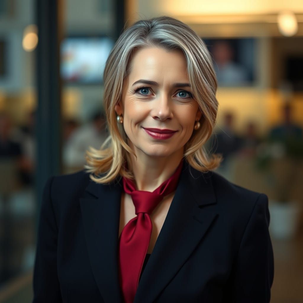Sharp Businesswoman in a British Suit, Shot in Studio Lighti...