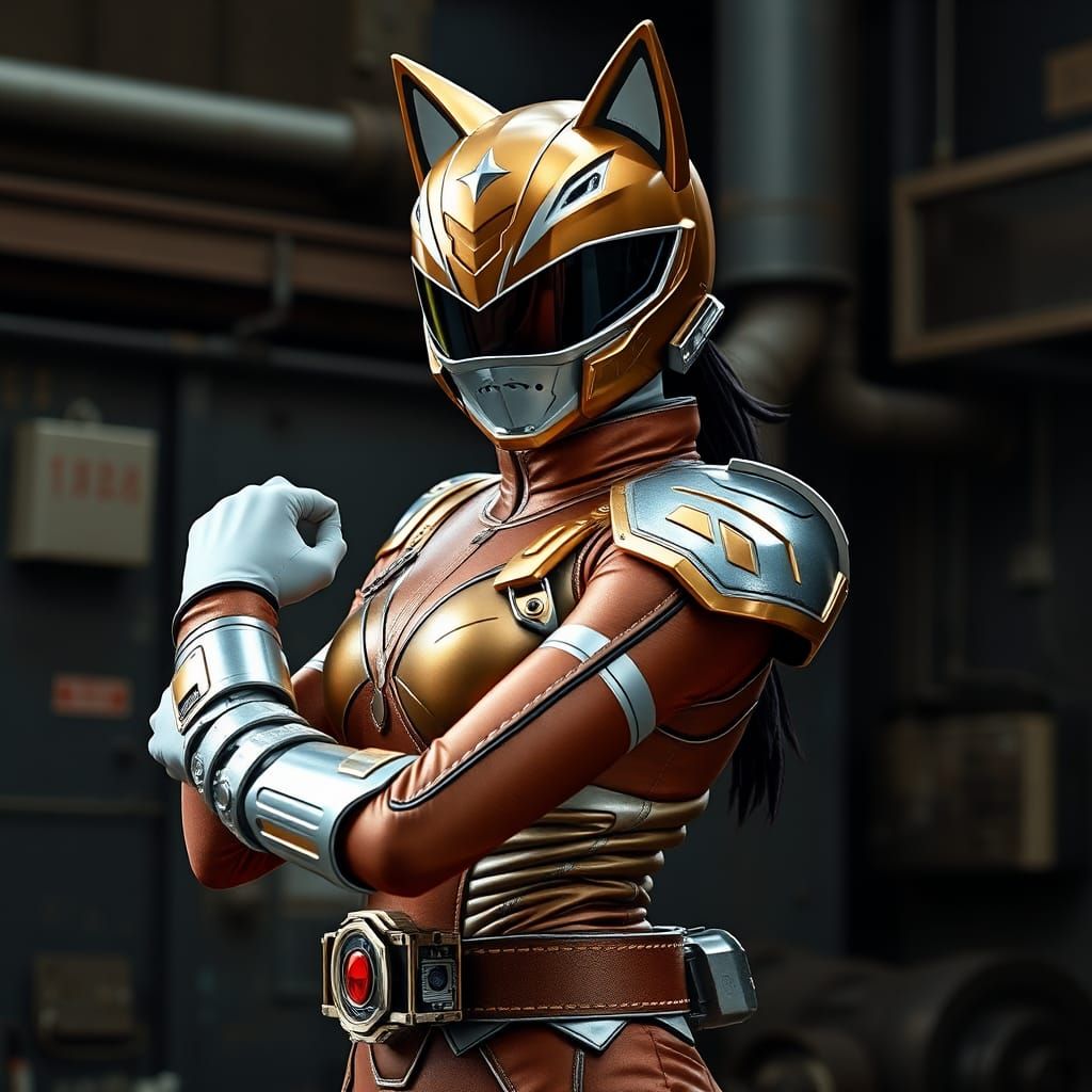 Earth Brown Power Ranger in Cyber Ninja Style