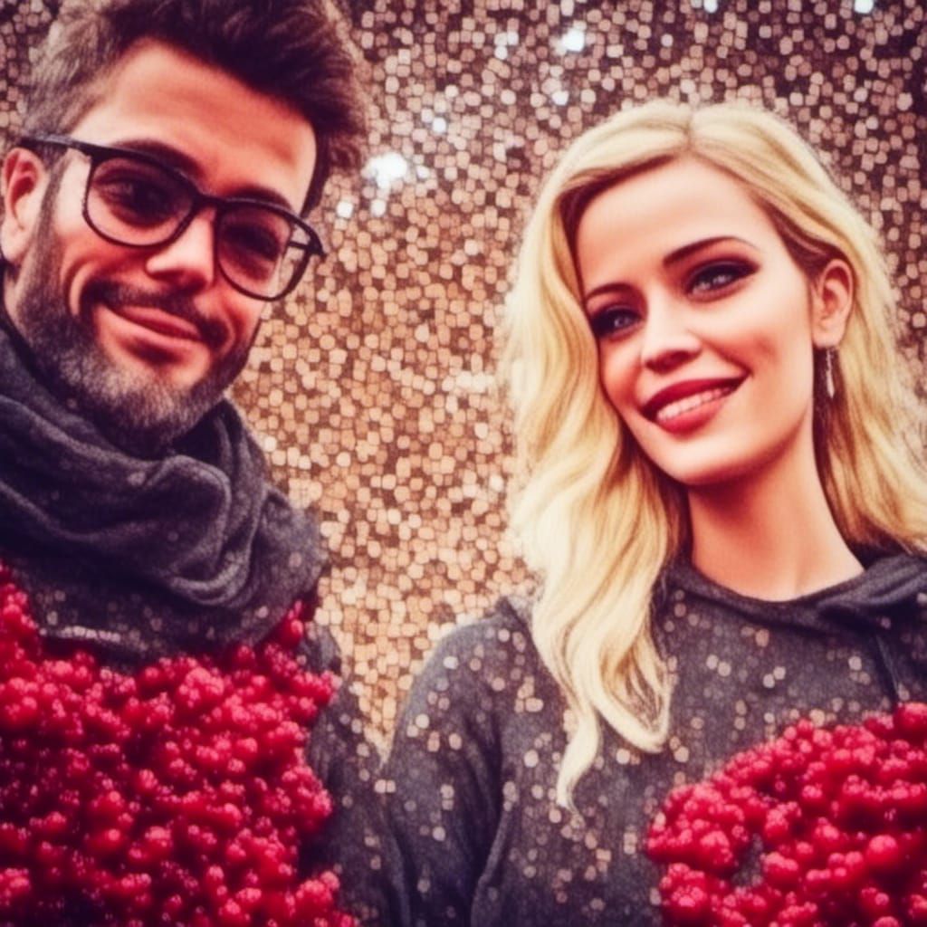 Charming Couple in Digital Illustration Style