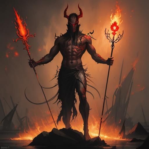 Sinister Devil with Flaming Trident