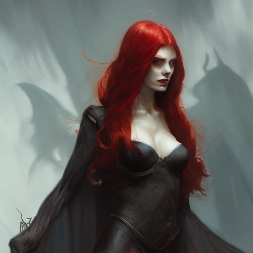 Sinister Redhead Morgana in Fantasy Art Style