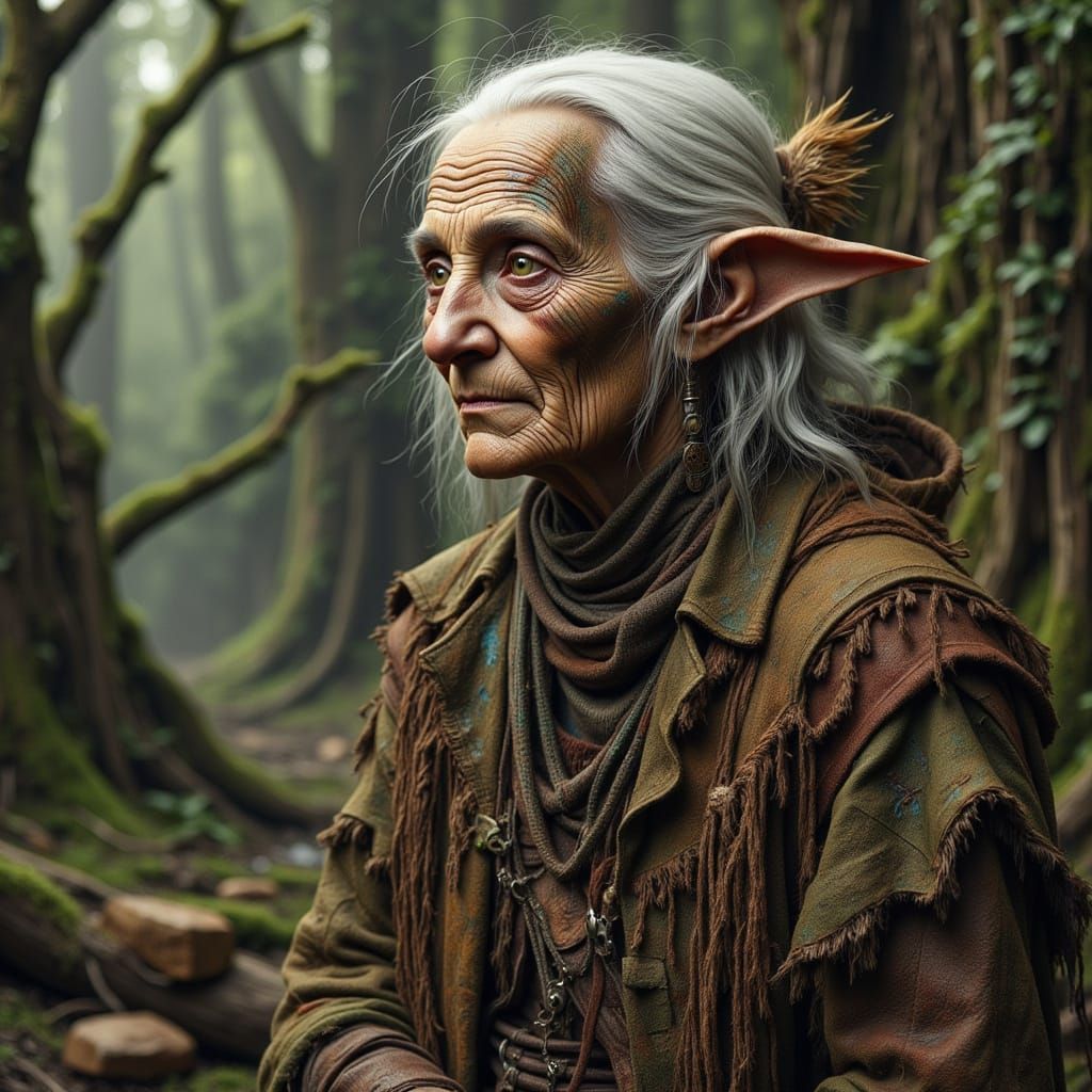 Wood Elf Matriarch in Dark Fantasy Attire